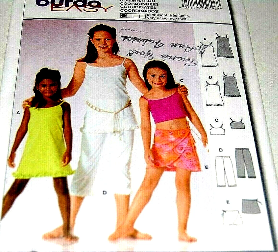 Burda Pattern # 9796 - Girl's Dress, Top, Skirt & Pants - Size 4-12 - NEW - Image 2 of 3