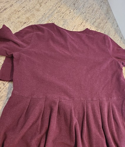 Lands End Medium 10-12 Long Sleeve Dress Red Modest Pleated Maxi - Picture 11 of 13