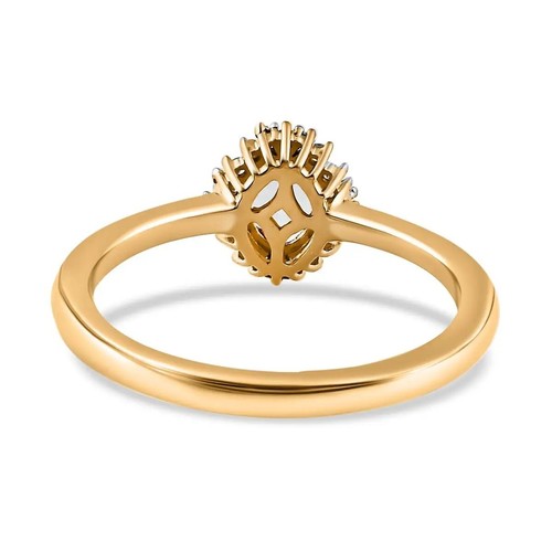 Tanzanite Green & Diamond Halo Ring in Vermeil Yellow Gold Over Sterling Silver - Picture 5 of 6