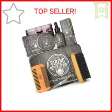 Viking Revolution Beard Care Kit for Men - Kit includes 100% Boar Beard Brush, W