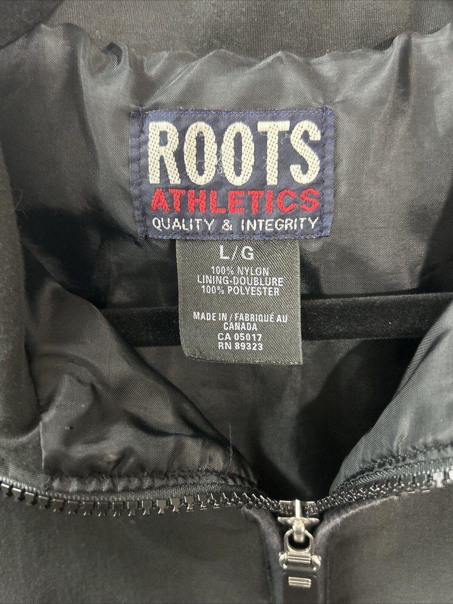 の ROOTS ATHLETIC CANADA Collared Nylon Pullover Mens L Embroidered