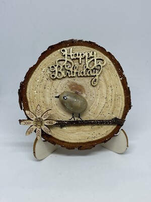 Umweltfreundlich Happy Birthday Holz Vogel auf Ast Dekoration Geschenk verpackt
