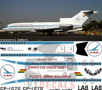 V1 Decals Boeing 727-100 Lloyd Aereo Boliviano (LAB) for 1/144 Airfix Model Kit