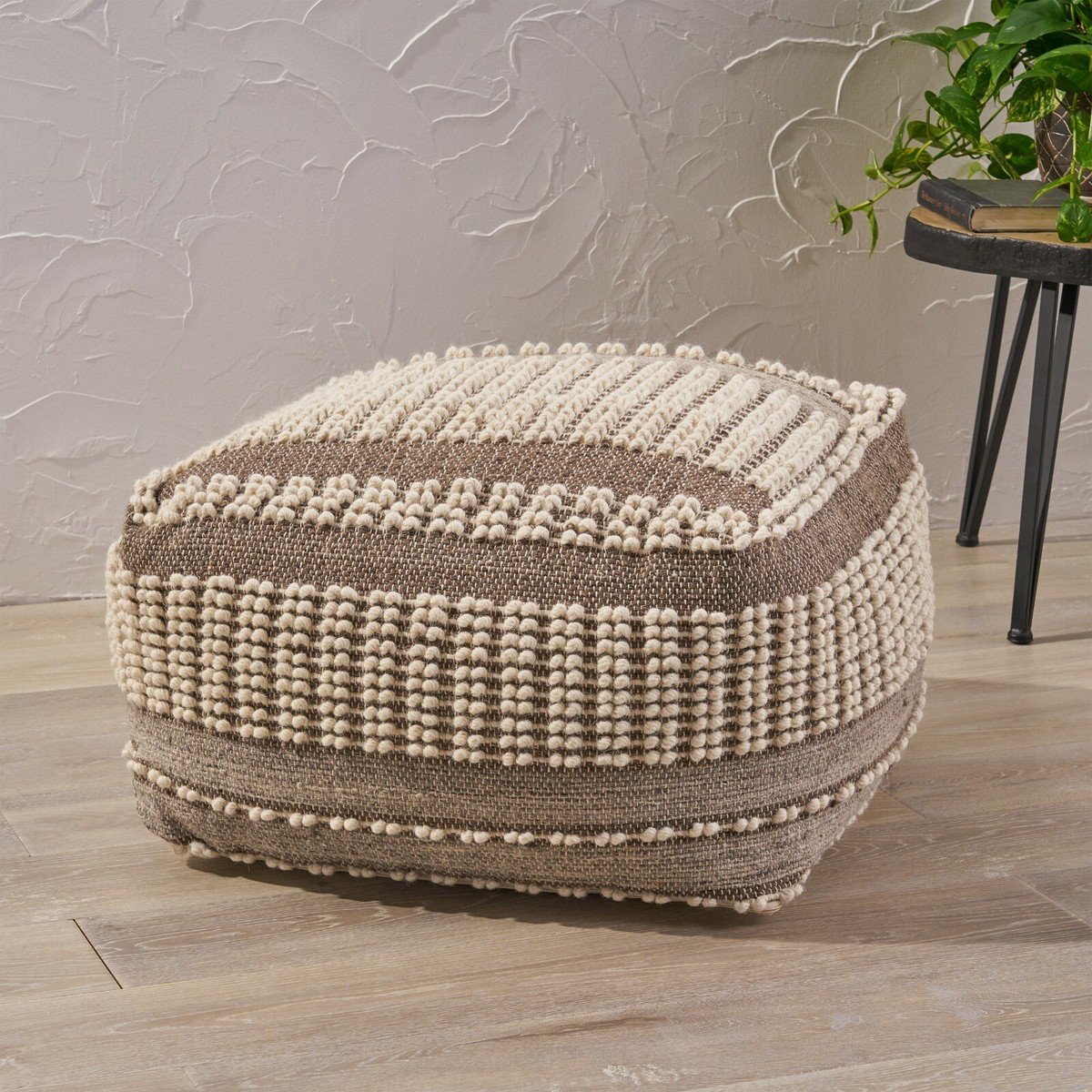 Amiriah Boho Wool and Cotton Ottoman Pouf | eBay