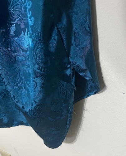 Vtg Victoria's Secret Gold Label Women's Green Teal Satin Sleep Night Shirt M/L - Picture 6 of 8