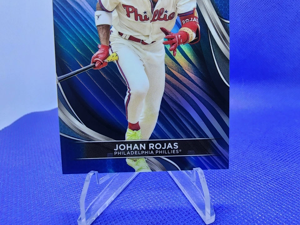 2024 Topps Chrome Black Johan Rojas Blue Lava Refractor Rookie Card RC # 33/75 - Image 2 of 4