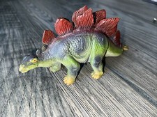 Vintage Stegosaurus Dinosaur 8.5" PVC Plastic Toy Figure 2000 Green  Red Toy