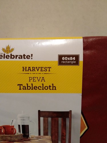 Holiday Time Fall PEVA Tablecloth Burgundy with Slices of Pumpkin Pie 60X84 - Picture 3 of 8