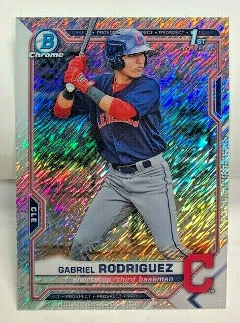 Gabriel Rodriguez 2021 Bowman Chrome Prospect Shimmer Refractor #BCP-180 INDIANS