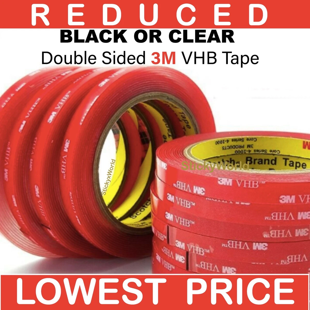 Clear High Strength Double Sided Tape - 3M 4910 Red VHB Tape