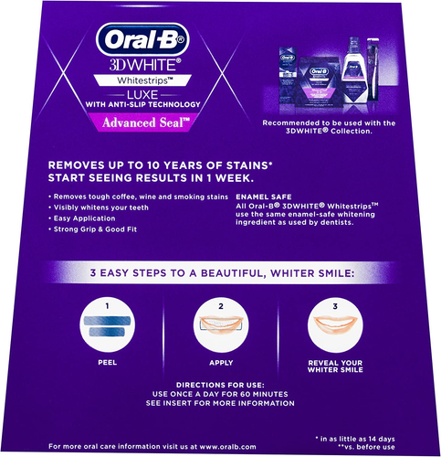Oral-B 3D White Luxe Advance Seal Whitestrips, 14 Teeth Whitening Treatments - Picture 2 of 12