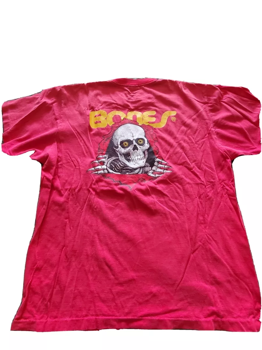 Vintage 80s Powell Peralta Bones T Shirt Double Sided Red Sz Large