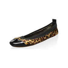 Yosi Samra Girl's Print Ballet Flat, Leopard/Black