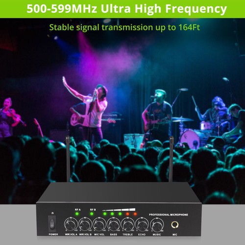2 Kanal UHF Hand Kabellos Microfon Mic DJ PA Doppel UHF Funk Mikrofon Set - Bild 16 von 21