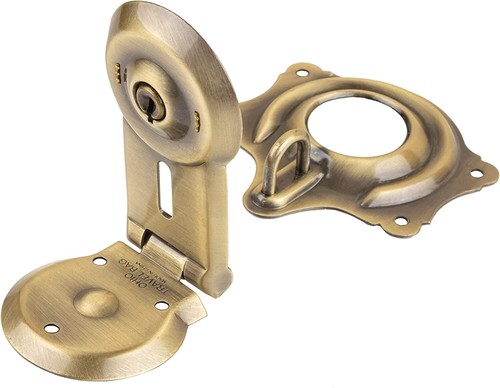Long Antique Brass Trunk Lock - Picture 3 of 3