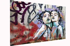 A0 SUPER SIZE CANVAS STREET GRAFFITI  PRINT  new york girls art painting