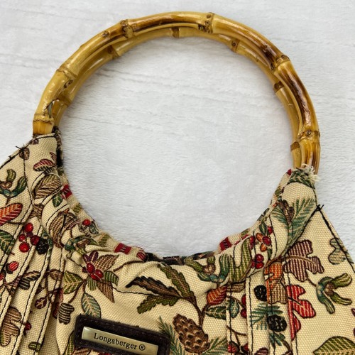 Longaberger Homestead VTG Y2K Autumn Path Bamboo Handle Purse Bag Cottagecore - Picture 5 of 10