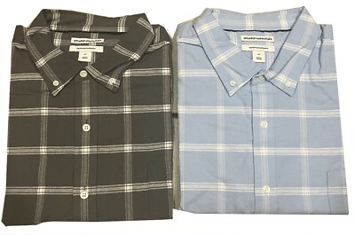 Lot of 2 New Men's Shirts By Amazon Essentials/ XXL/ Blue and Grey
