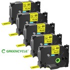 Greencycle 5Pk Heat-Shrink Tube 2:1 for Brother Hse-641 Black/Yellow Tape 17.7mm
