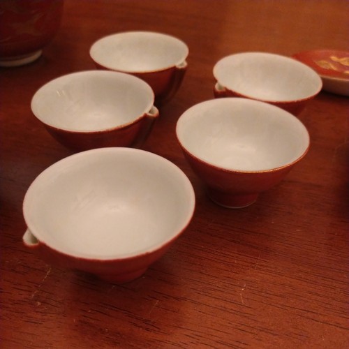 De Colección Japón Kutani Porcelana Rojo y Dorado Pájaro Motivo Sake Set + Juego de Té 17 piezas - Imagen 14 de 23
