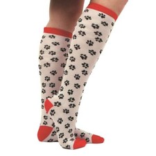 Knit Animal Pawprint Sox White Kneehigh Socks - 40079W