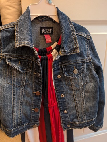 Girls Red White Blue American Dress & Denim Jacket, Both 5T - Picture 7 of 8