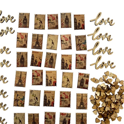 174pc Large Lot Card Making Craft Scrapbook Embellishment Lot Wood Veneer Shapes - Picture 3 of 6