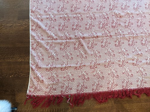 Vintage GOPAL TEXTILE Woven Red & White Paisley Fringed Blanket Coverlet Spread - Picture 18 of 22