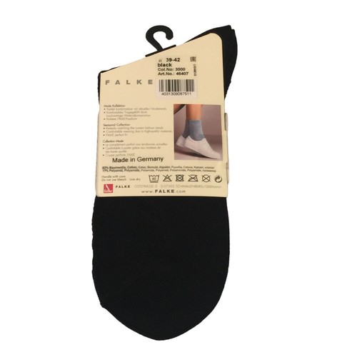 FALKE Black Ladies 8-10 1/2 Crew Socks with Triangle See Through Knit - Picture 3 of 4