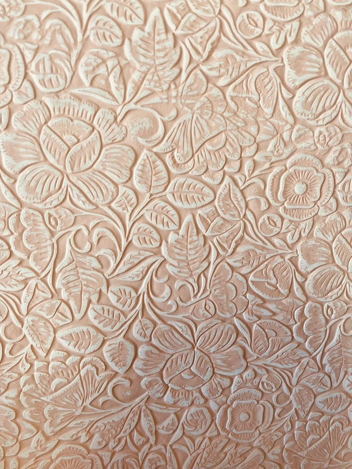 Embossed Leather Sheets, Geranium Rose Cut to Size 1.2-1.4 mm For Bags, Earrings - Image 2 of 3
