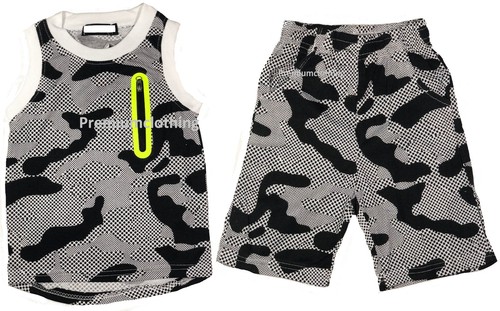Boys Camouflage Army Camo Vest With Shorts Kids Tops Casual Cotton T Shirt Polo - Picture 3 of 16