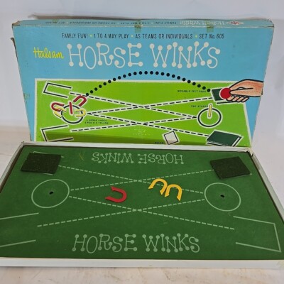 Horse Winks Board Game Halsam Toys Set 605 Vintage Table Top Horsehoes Incomplet