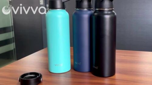 vivva Water Bottle Stainless Steel Double Wall Vacuum Insulated Drink Cup AU - Video 1 of 1
