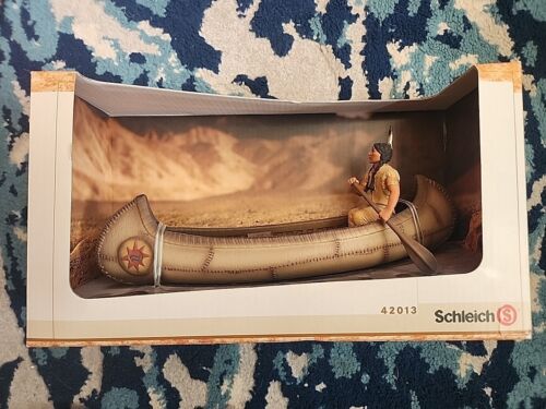 Schleich 42013 Wild West Sioux Indian Native American Figure w/Canoe NIB - Picture 1 of 5