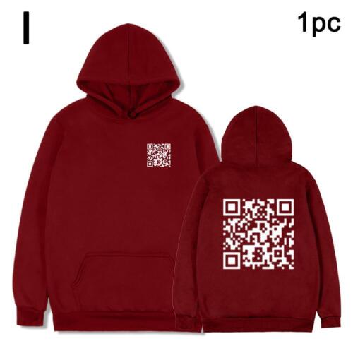 Felpa con cappuccio divertente FU QR Code pullover felpa con cappuccio cappotto maglione caldo C7D8 - Foto 17 di 23