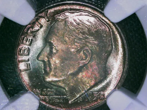 "Toned" 1958 Roosevelt Dime MS67 NGC