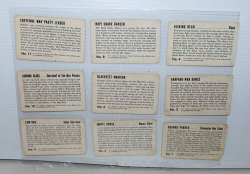 16 Vintage 1956 Quaker Pack-O-Ten Indian Trading Cards FREE SHIPPING!!! - Bild 3 von 5
