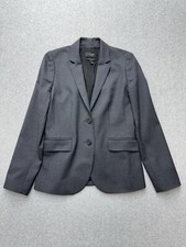 J.Crew 1035 Blazer Womens 2 Gray Pinstripe 100 Wool Super 120s Two Button