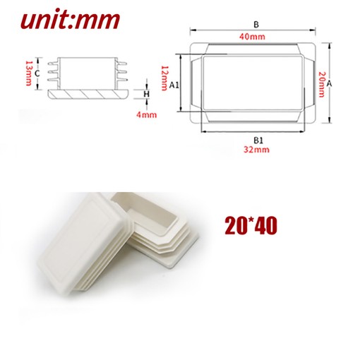 Rectangular Plastic End Caps Blanking Plugs Tube Inserts Bungs White Cover - Picture 21 of 29