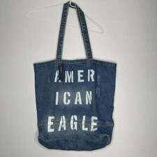 American Eagle Blue Distressed Blue Jean Denim Tote Book Bag NEW NWT RV $39.95