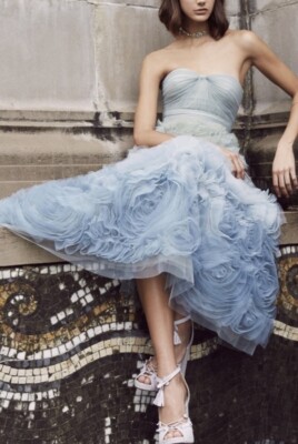 marchesa notte textured tulle tea length gown