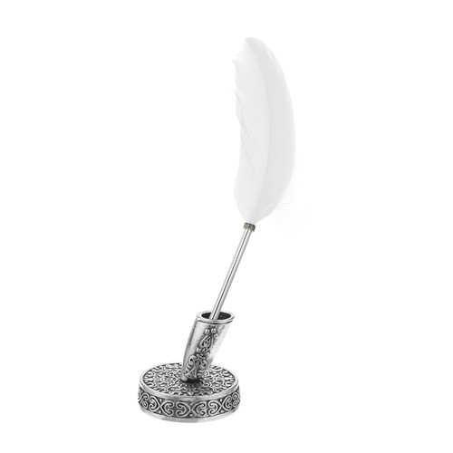 Weiße Feder-Kugelschreiber, Metallhalter Kugelschreiber mit 5 Stück Nachfüllung - Bild 7 von 8