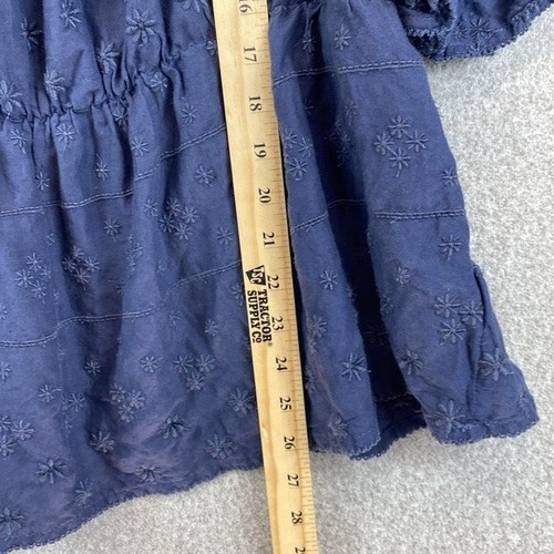 Old Navy Eyelet Boho Peplum Smocked Top Cottagecore 3X Peasant Blue Puff sleeve - Picture 7 of 8