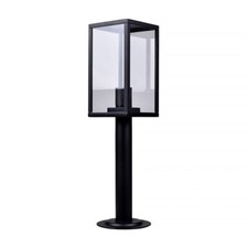 Lampione da Terra E27 Paletto Vintage Alluminio Portalampada Nero Esterno IP44