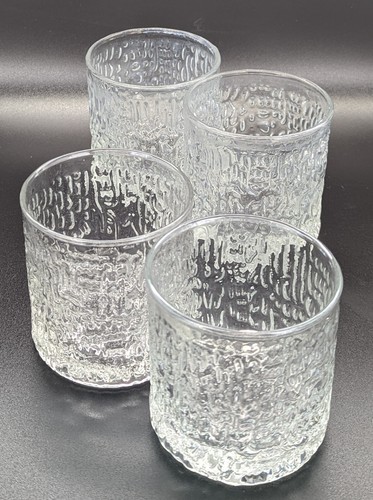 Four Retro 1970s Ravenhead "Siesta" Bark-Effect Small Whiskey Tumblers - Picture 11 of 14
