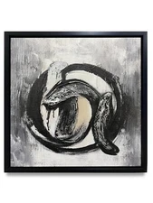 Hungryartist -Original Oil Painting of Black &White Abstract on Canvas 16x16