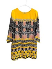J Crew Yellow Black Shift Dress 100% Silk Jules Scroll Patterned Size 2 Womens