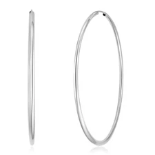 Wellingsale 14k White Gold 2mm Endless Classic Hoop Earrings (65 x 65 mm)
