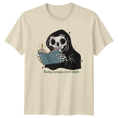 Reading In Progress Do Not Disturb Skull Book Lover T-Shirt