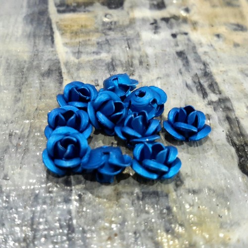 Aluminium, Frosted 3 Petal Flower Bead, 6x4.5mm, 50pce, Dodger Blue - Picture 2 of 2